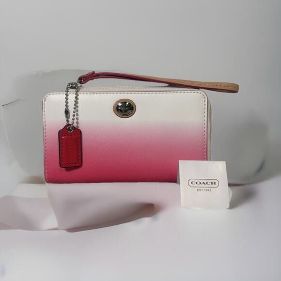 NWT Vintage Coach F62255 Peyton Ombre EW Wristlet SV / Pomegranate - Picture 1 of 7